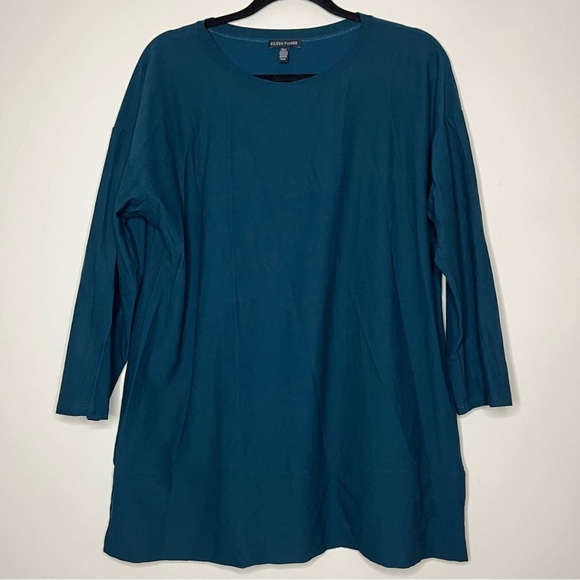 EILEEN FISHER Crepe Style 3/4 Sleeve Split Hem Tunic Top - Picture 3 of 8